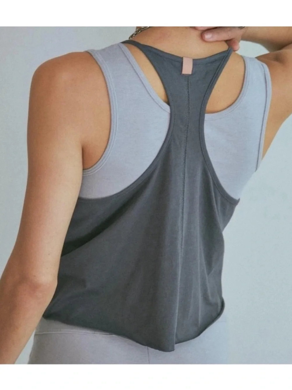 Lunya Organic Pima Racer Tank Gray Large NIP Soft Luxury Lounge Cami Cotton NEW - Picture 3 of 6